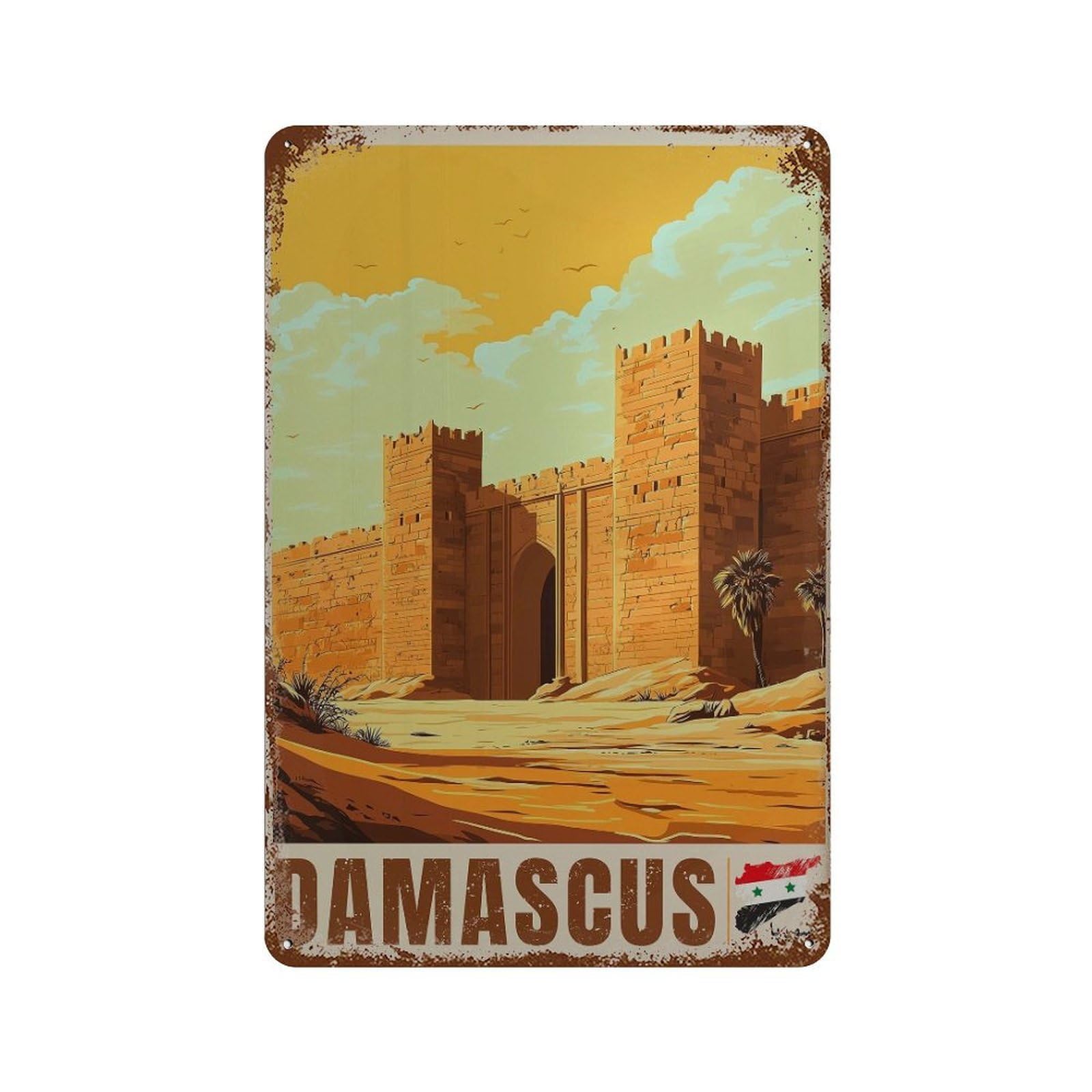 xiaoxiaoshen Damascus Travel Syria African (2) Wall Decor Art Metal Tin Poster Modern Home Decor Art Home Bar Shop Decorations Vintage Sign 30x20cm