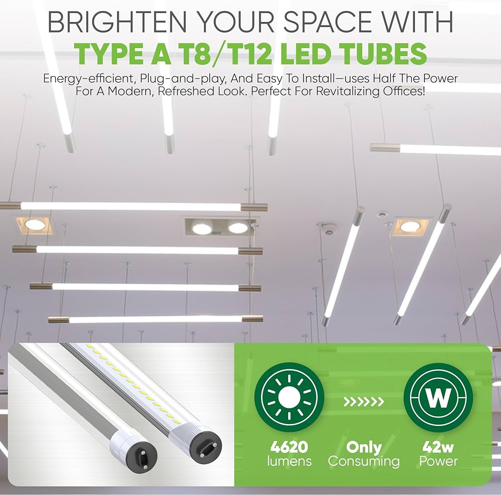 NYLL (Pack of 2 6 ft R17D T12/HO Type A Plug & Play LED Tube