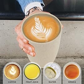 Wrova Wheat Straw Cups 6 PCS Good Alternative to Plastic Reusable Cups 12 oz Unbreakable Drinking Cup Reusable Dishwasher Safe Water Plastic Glasses Beige