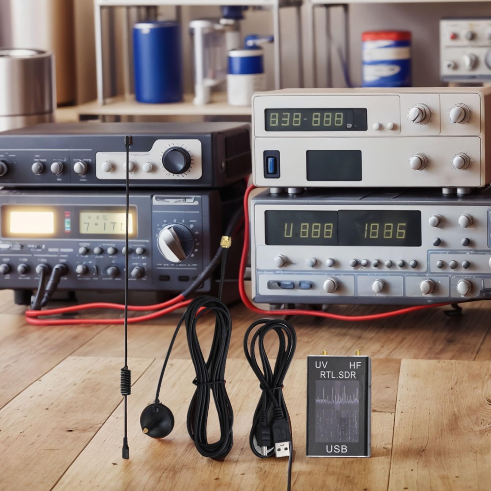 Récepteur tuner USB RTL-SDR 100 kHz 1,7 GHz avec RTL2832U+R820T2, boîtier en aluminium, prend en charge les ondes courtes, VHF/UHF, AM, NFM, FM, SSB, CW avec câble USB et antenne test, argenté