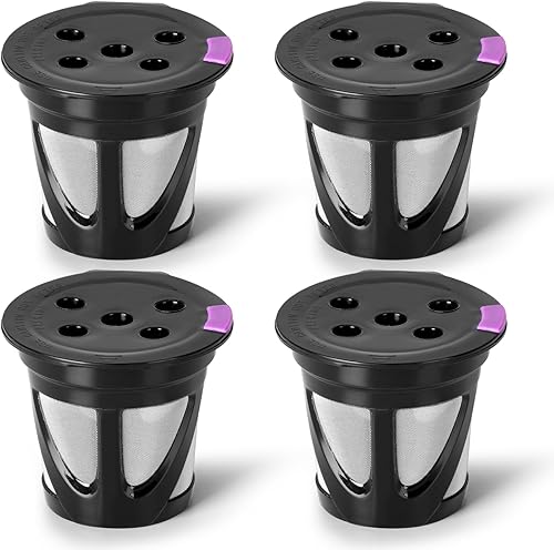 Tazas K reutilizables para Keurig, paquete de 4 cápsulas de café recargables universales K CUP con 5 agujeros, específicamente diseñadas para Keurig