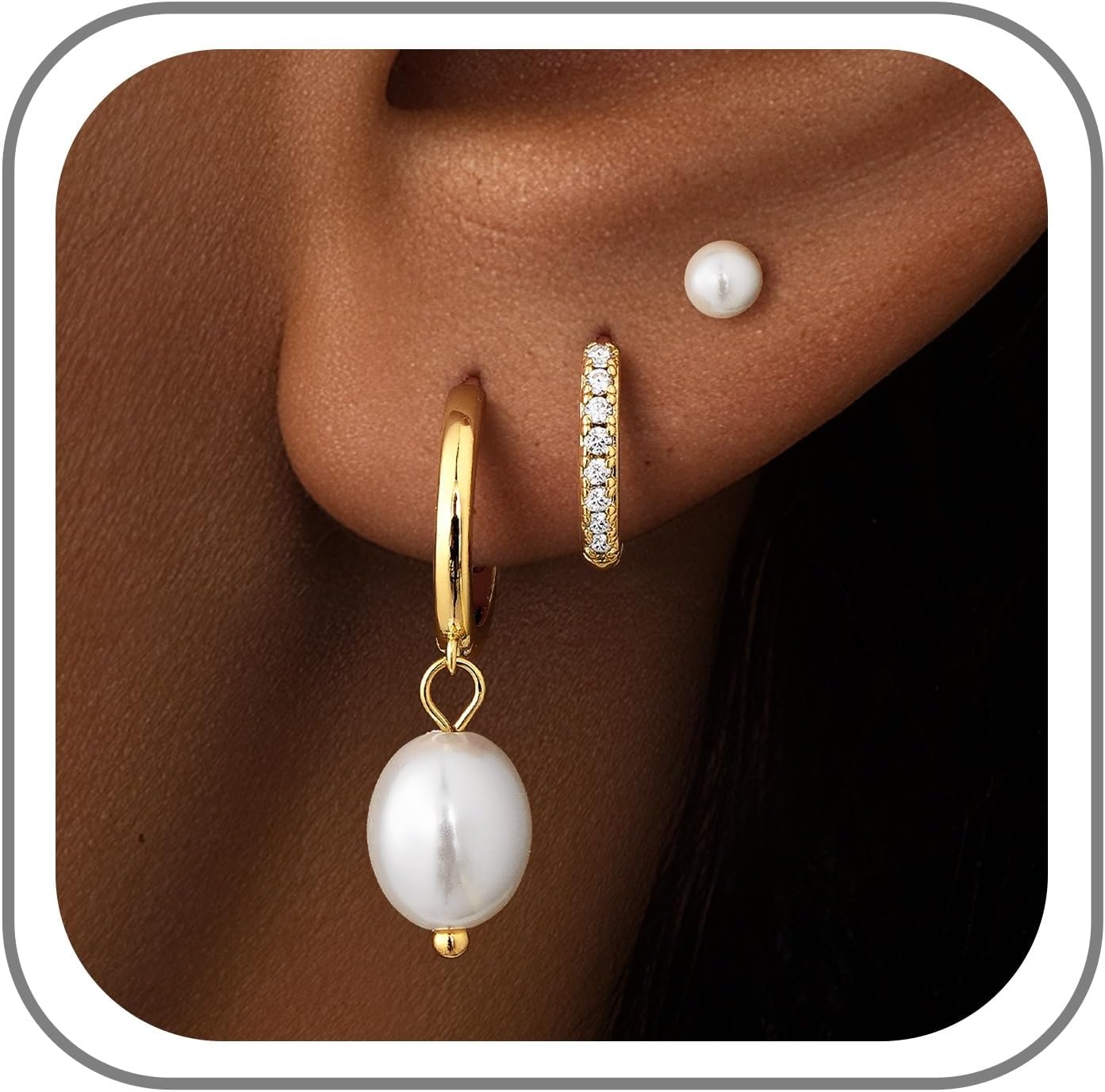 Turandoss Gold Earrings Stack for Women Teen Girls, 14K Gold Plated