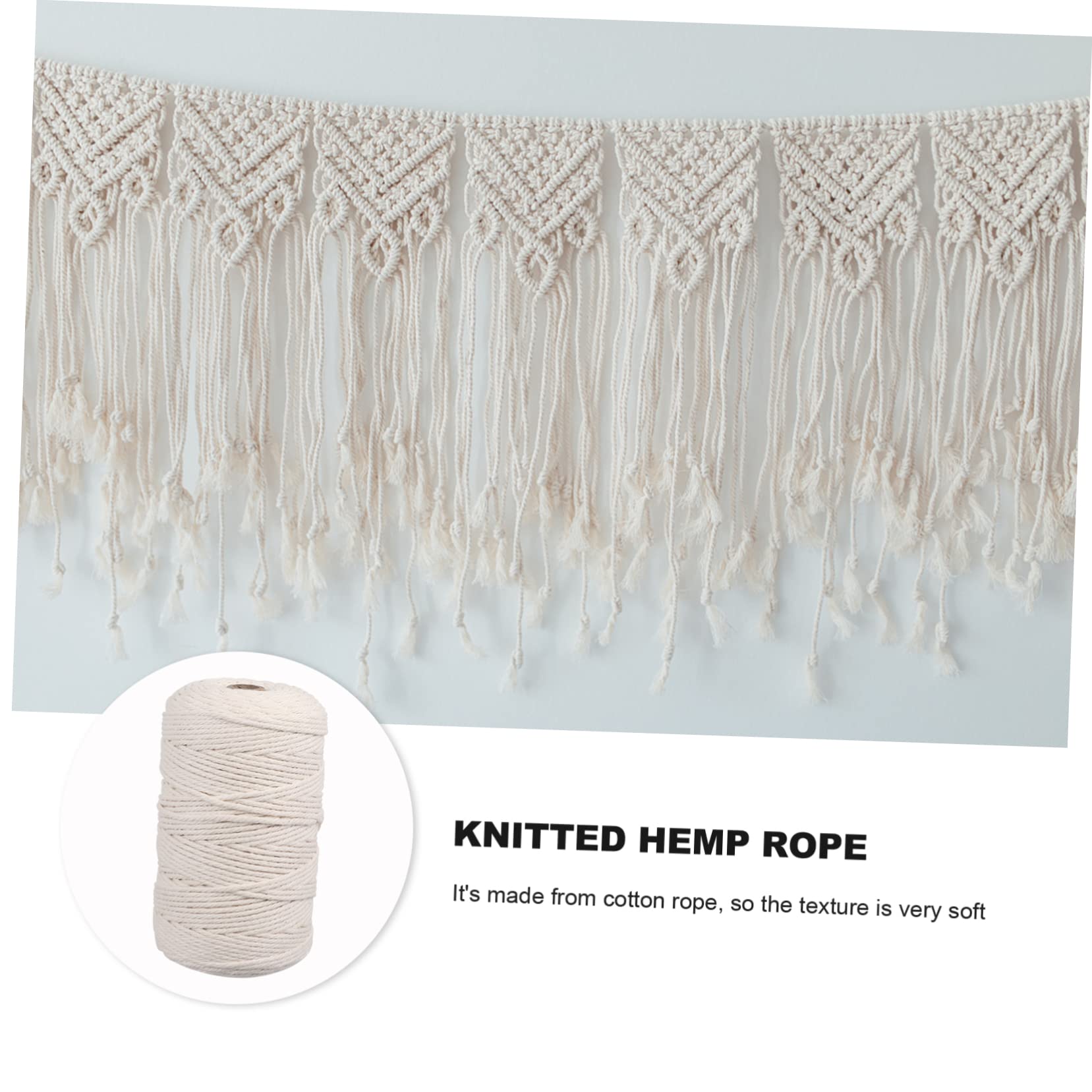 Cordón de Macramé Trenzado Beige de Algodón 200m 3 Mm | DIY y Diseño Bohemio, Textura Suave y Orden Fácil, para Colgar Plantas y Trabajos Artesanales