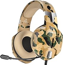 YINSAN Gaming Headset for Xbox One, PS4 Headset with Mic, Stereo Surround Sound, Noise Cancelling Microphone & One-Key Mute, Cool Camo Gaming Headphones for Nintendo Switch PS5 PC