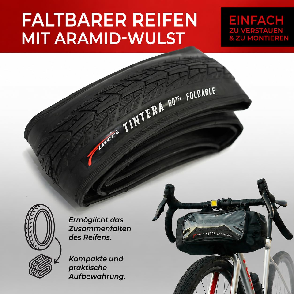 Fincci Fahrradreifen 700x40c – Paar Faltreifen 28 x 1,6 Zoll mit 1 mm Pannenschut - Fahrradmantel 42-622 mit 60 TPI für MTB, Gravel, City-, E-Bike, Hybrid-, Renn- & Tourenräder – 2er Pack