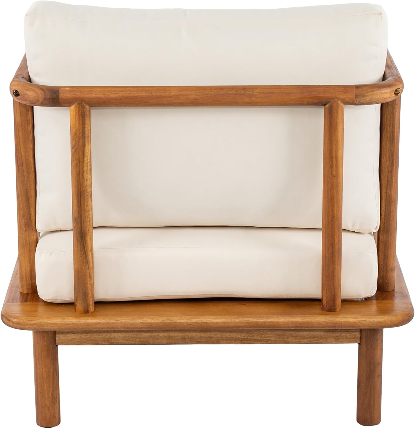 Christopher Knight Home Canape Acacia Wood Lounge Chair Outdoor with Removable Cushion, Wooden Patio Accent Chair, Patio Garden Comfy Reading Chair, Teak+Cream