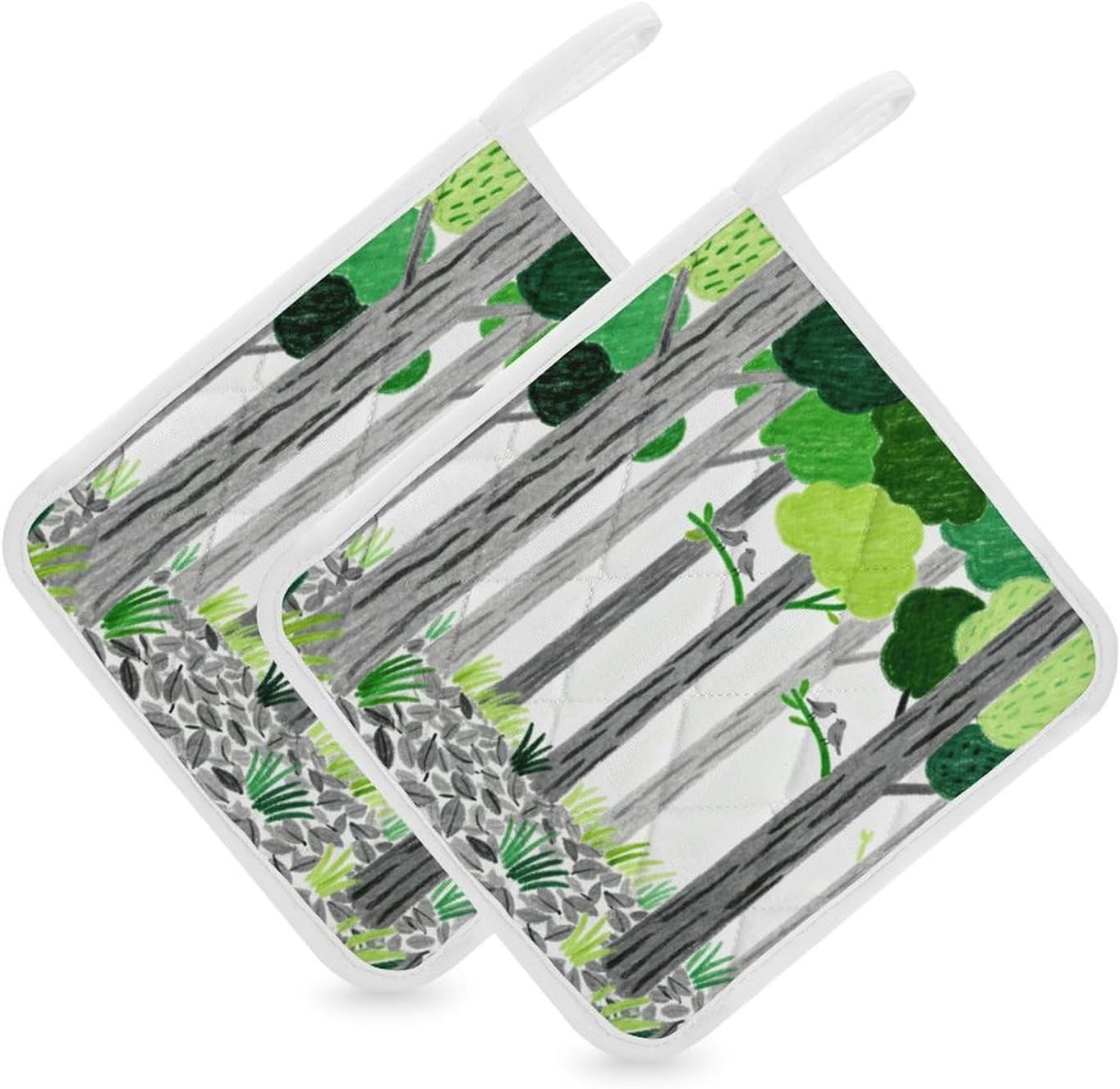 Grey & Green Polyester Heat Resistant Pot Pad Non Slip Anti Scald Hot Dish Mat Reusable Table Protector for Kitchen Hot Pot Mat Wear Resistant Heat Proof Table Pad for Countertop Dining Room