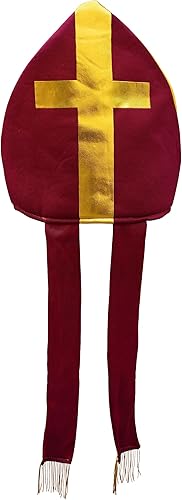 Vista 2 de Sombrero de obispo para adultos, sombrero de cardenal católico, sacerdote del Papa, accesorio para disfraz de Halloween de San Mitre