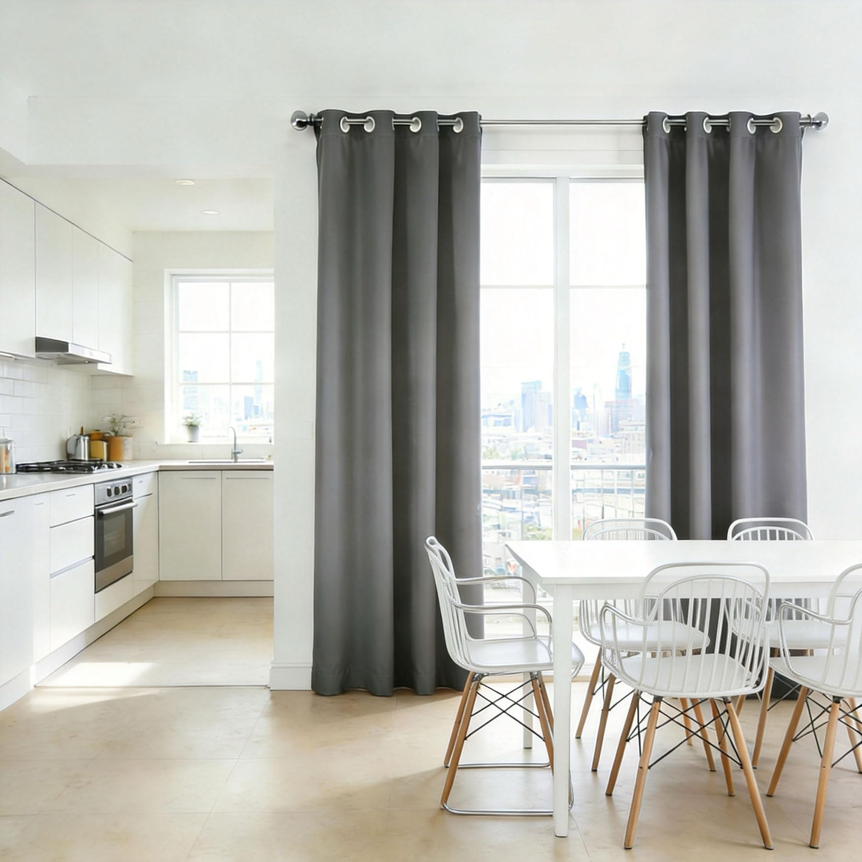 Rideau gris pour salon et chambre pour créer un cocon de douceur moderne