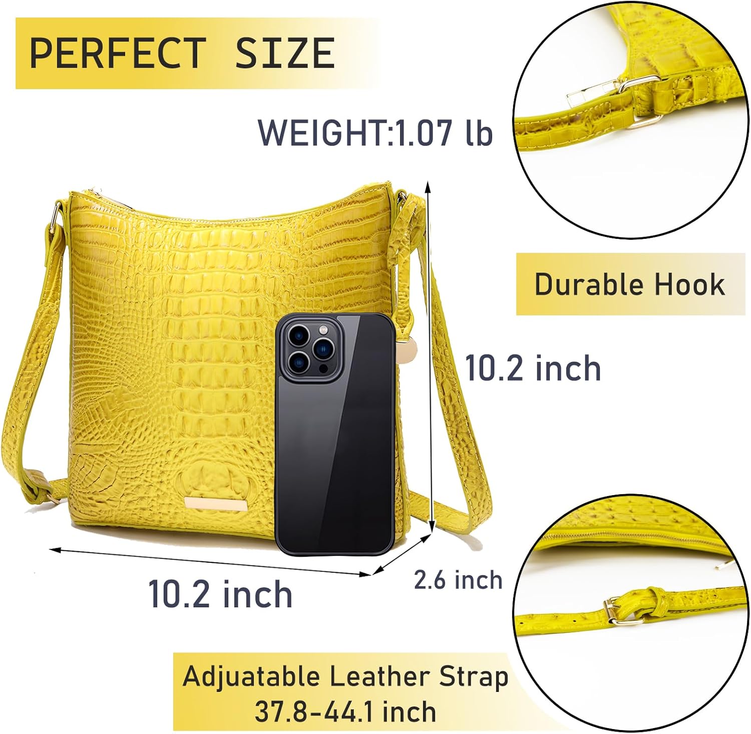 Makcr Joacbv Shoulder Crocodile Flat Handbags for Women trendy Ladies Shoulder Bag Embossed Pattern Leather Crossbody Purse
