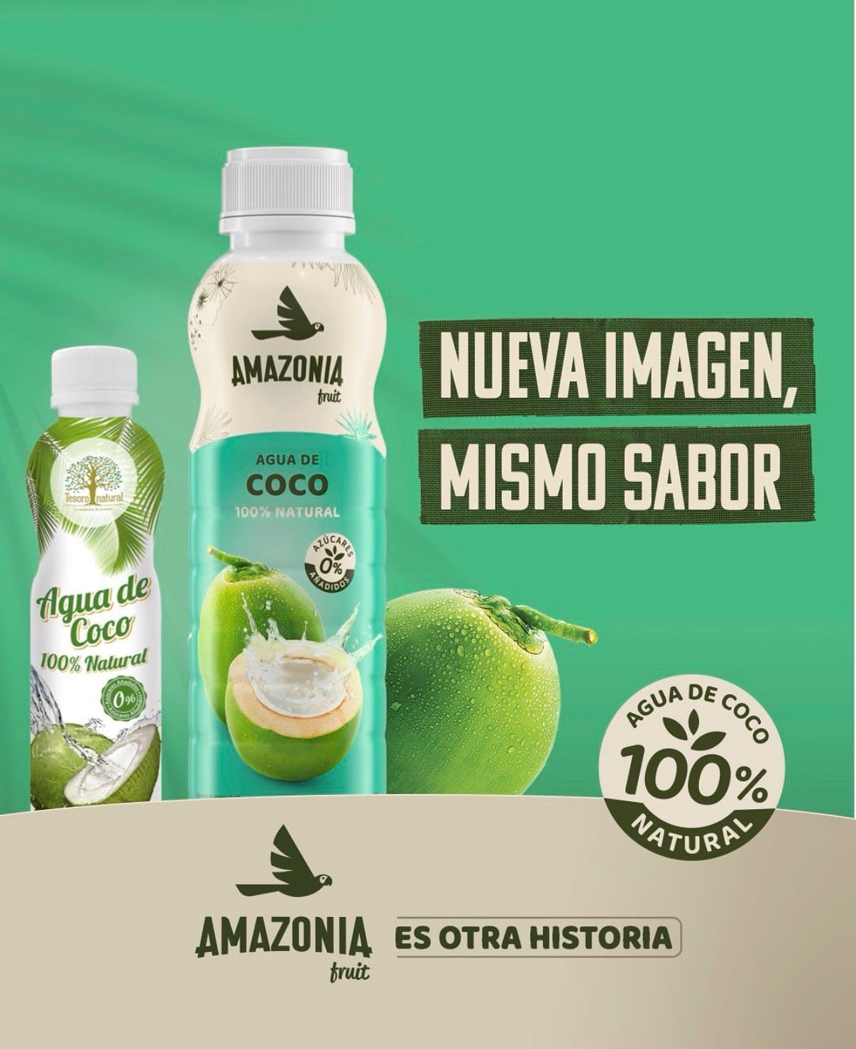Tesoro Natural Agua de Coco 100% Natural, Pack de 12 Latas, 500 ml