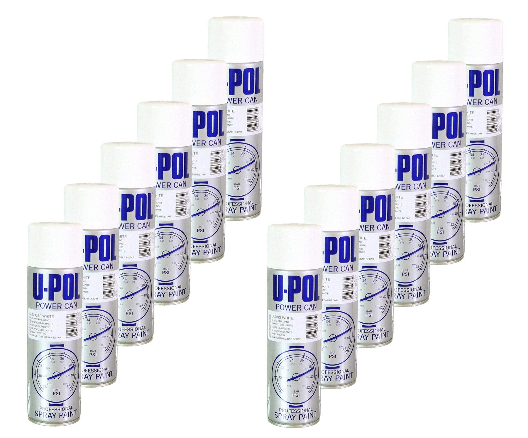 UPOL U-pol Power Can GLOSS WHITE Paint 500ml Aerosol x 12 Powercan PCGW
