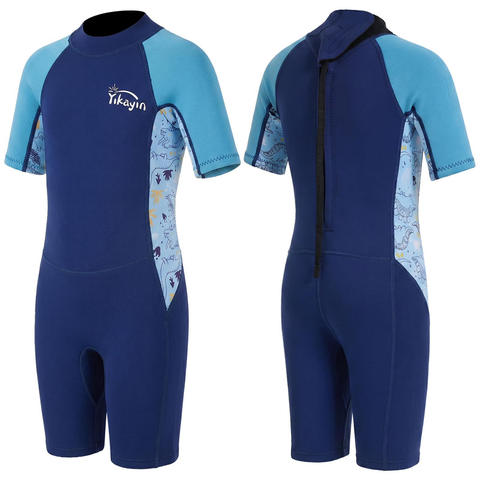 Yikayin Kids 2.5mm Shorty Wetsuit for Boys & Girls Ages 4-11, Thermal Neoprene Swim Suit with Back Zip, UV50+ Protection for Swimming Lessons, Surfing, Snorkelling, Diving and Water Sports โ image 1