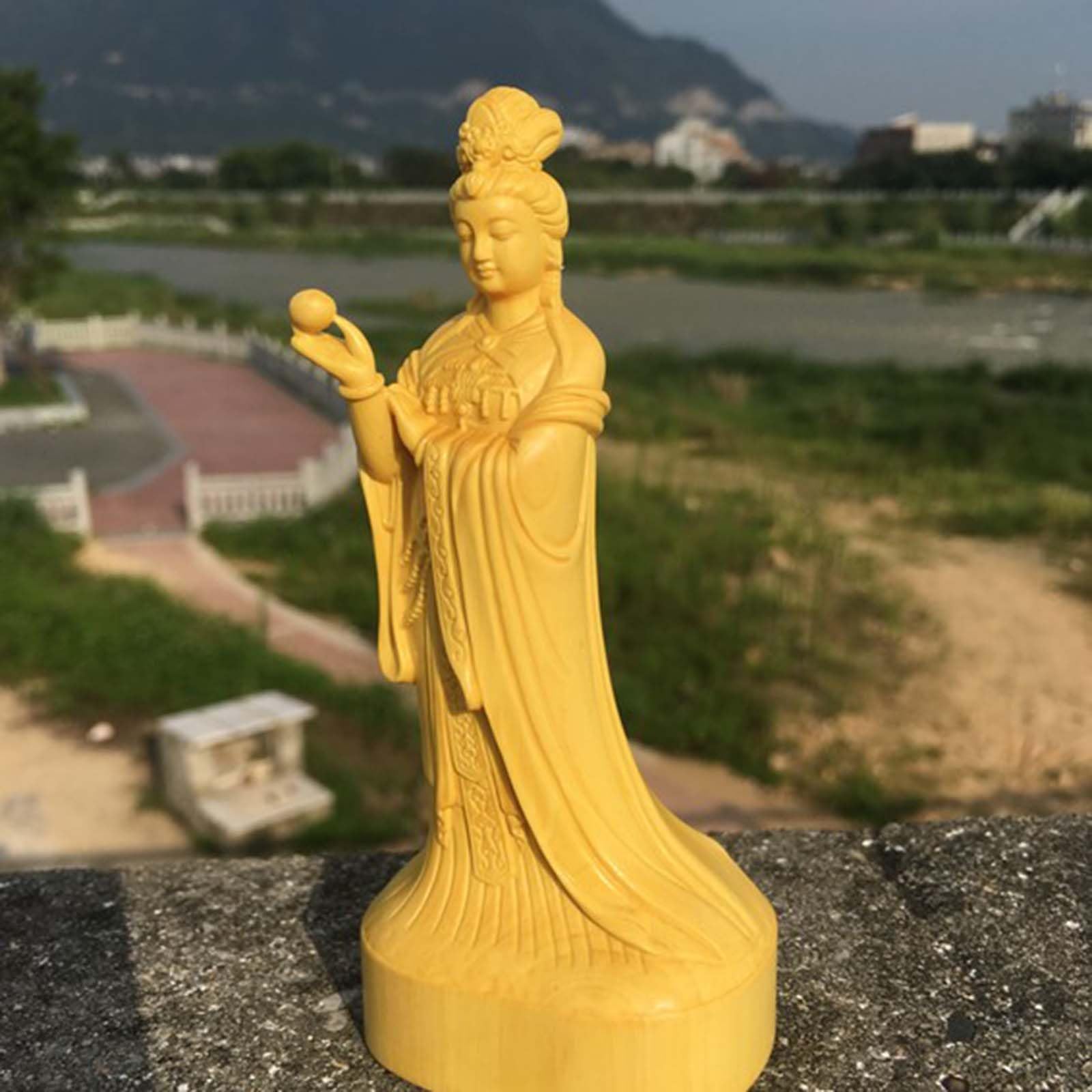 Bukszpan rzeźba niebiańska dama cesarzowa statuetka chińskiej Mazu statuetka tradycyjna kultura