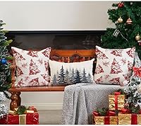 Vista 4 de DFXSZ Juego de 2 fundas de almohada de Navidad de 18 x 18 pulgadas, almohadas decorativas de árbol de Navidad, decoración de invierno y Navidad