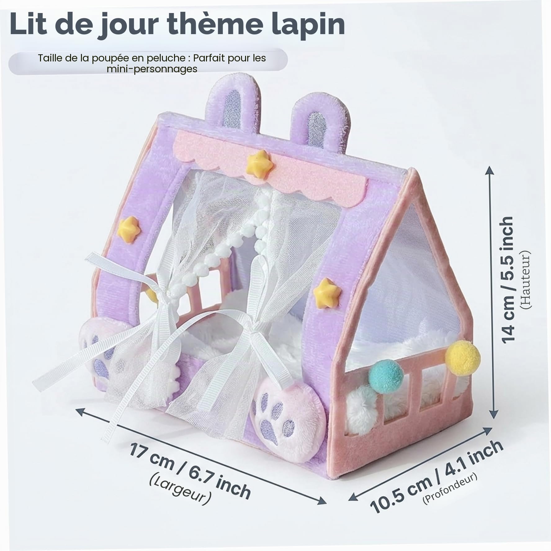 Berceau et lit de poupée pour bébé, Tente de poupée Adorable Faite à la Main avec Un Design rêve pour Exposition poupées, Jouet Berceau Miniature Confortable pour Accessoires Maison po