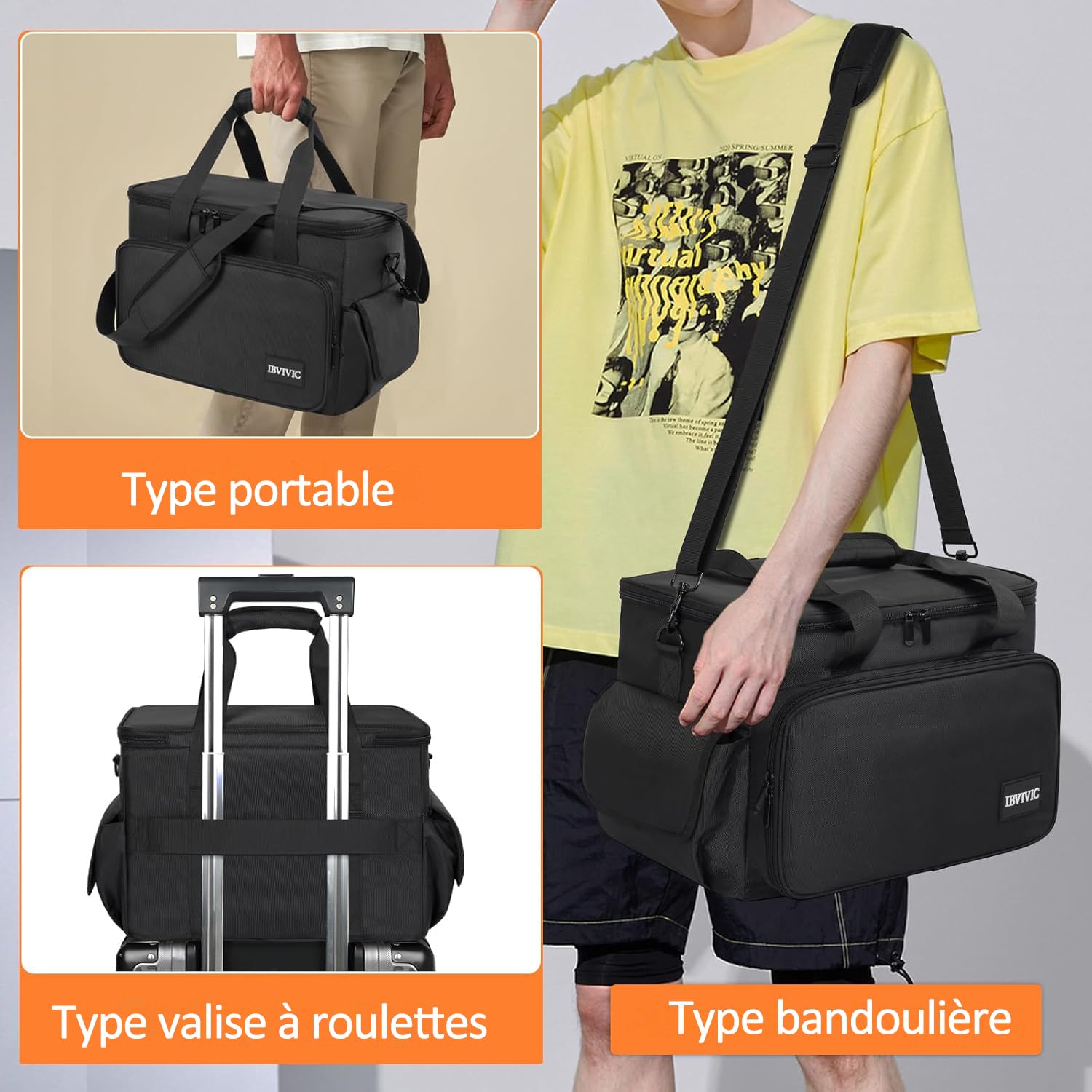 OUUTMEE Bolsa para archivos de cable de DJ, bolsa de almacenamiento de alambre de DJ, bolsa organizadora de equipos de DJ de nailon 1680D con separadores extraíbles y base acolchada, bolsa de alambre