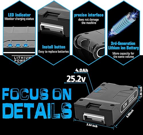 Miniatura 3 de 3 generación Batería de repuesto de 4.0Ah para batería Shark ION Rocket 25.2V XBAT200, IONFlex e IONFlex 2X Aspiradoras inalámbricas Paquete de