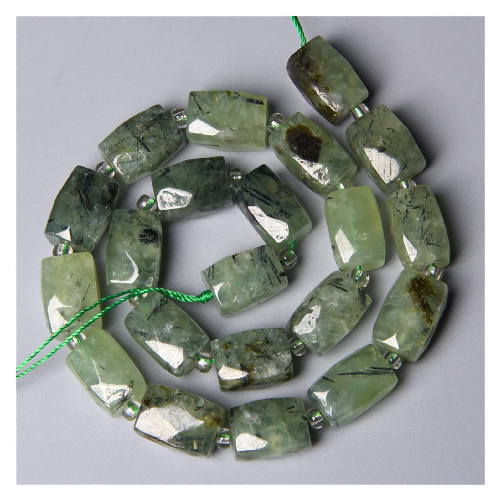 Amazon.co.jp: 天然の本物のグリーン プレナイト クォーツ ビーズ