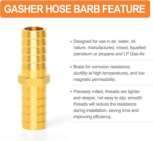Miniatura 58 de GASHER 2 piezas de latón manguera de púas de manguera, accesorio de manguera de 3 vías (3/4 pulgadas x 3/4 pulgadas x 3/4 pulgadas x 3/4 pulgadas)