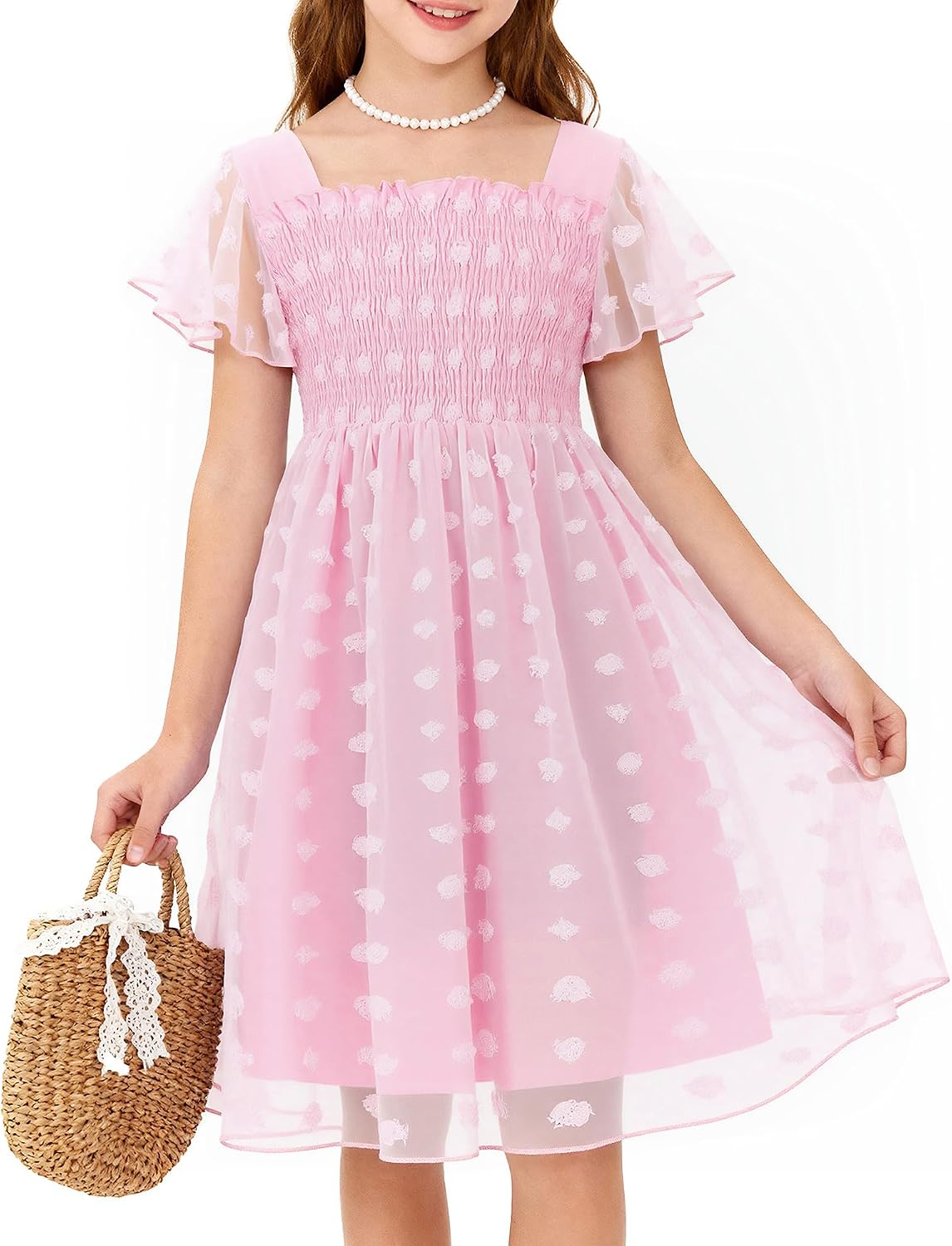 Kids4ever Girls Chiffon Dress Square Neck Ruffle Sleeve image 2