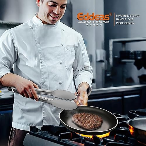 Miniatura 5 de Pinzas para parrilla, pinzas para barbacoa, pinzas de cocina extralargas de 12 y 17 pulgadas, resistentes al calor, pinzas de acero inoxidable de