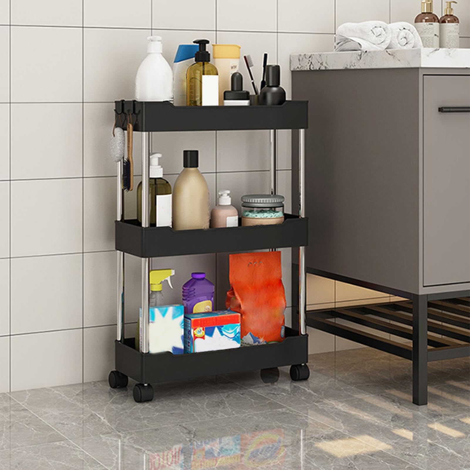 キッチンワゴン ペットボトル 収納カート 隙間収納 スリム キャスター付き Amazon.co.jp: キッチンワゴン スリム キャスター付き 隙間収納