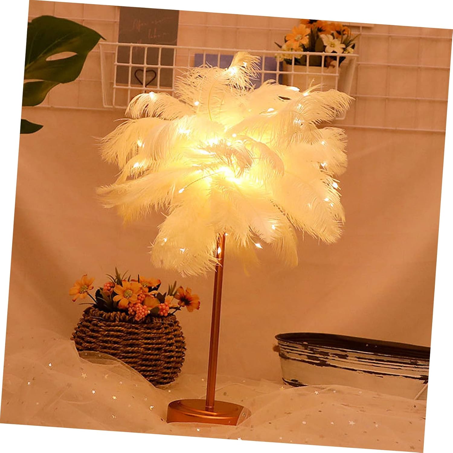 1pc Led Remote-Controlled Wire Table Lamp Elegant Decor for Bedroom Study and Living Room Night Light Warm Glow for