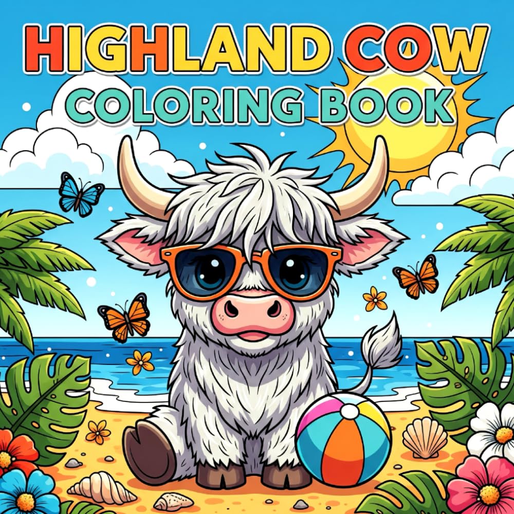 Highland Cow Coloring Book: Cute and Relaxing Highland Cow Designs for All Ages