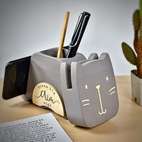 Miniatura 13 de I'm - Soporte multiusos de madera para lentes, teléfono, pluma y lápiz, accesorios de escritorio, decoración de escritorio, hogar, oficina, Oso
