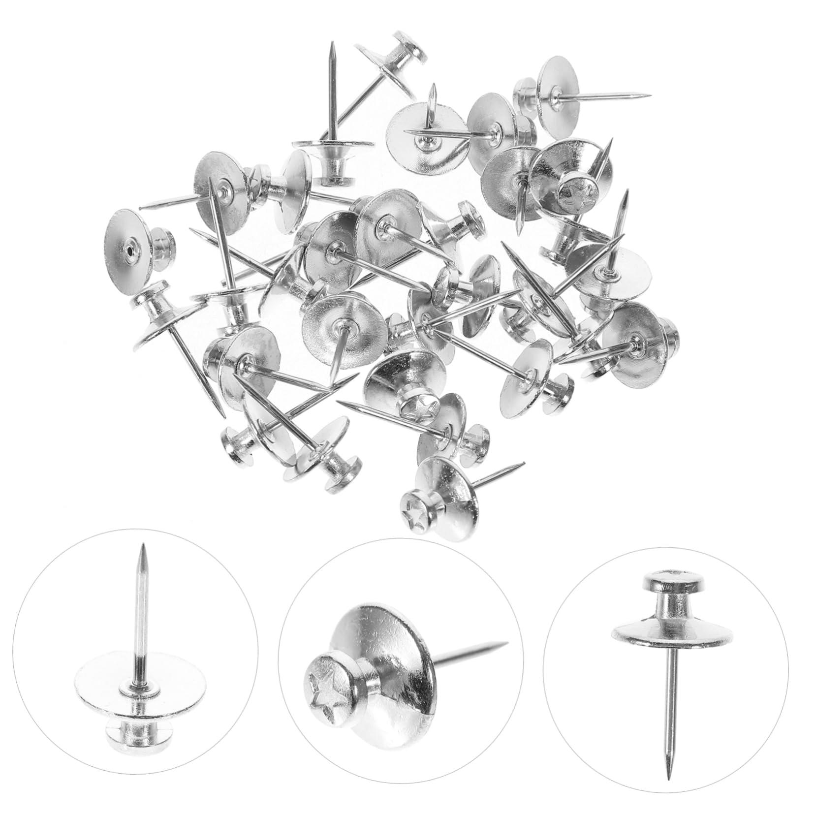 Housoutil 5 Sätze Reißzwecke Aus Metall Korkboards Korkplatte Tack Stecknadeln Für Die Karte Bulletin -Brett Stifte Für Korktafel Kleine Stecknadel Silber Zinklegierung 30 Stück * 5