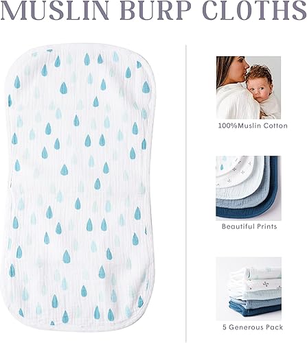 Miniatura 2 de MairMore Paquete de 5 paños de muselina para eructos para bebé, paños de muselina neutra para bebés, niños y niñas, toalla para recién nacidos,