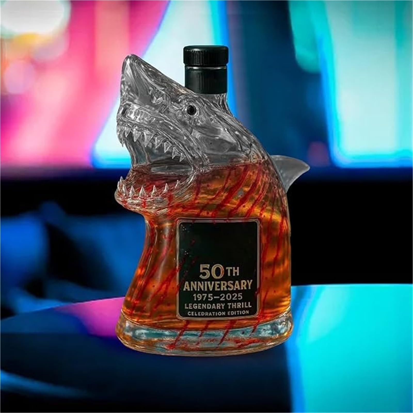 300 ml 3D figurka rekina w butelce wina, zabawna szklana karafka do whisky, figurki zwierząt, baru, biura(A)