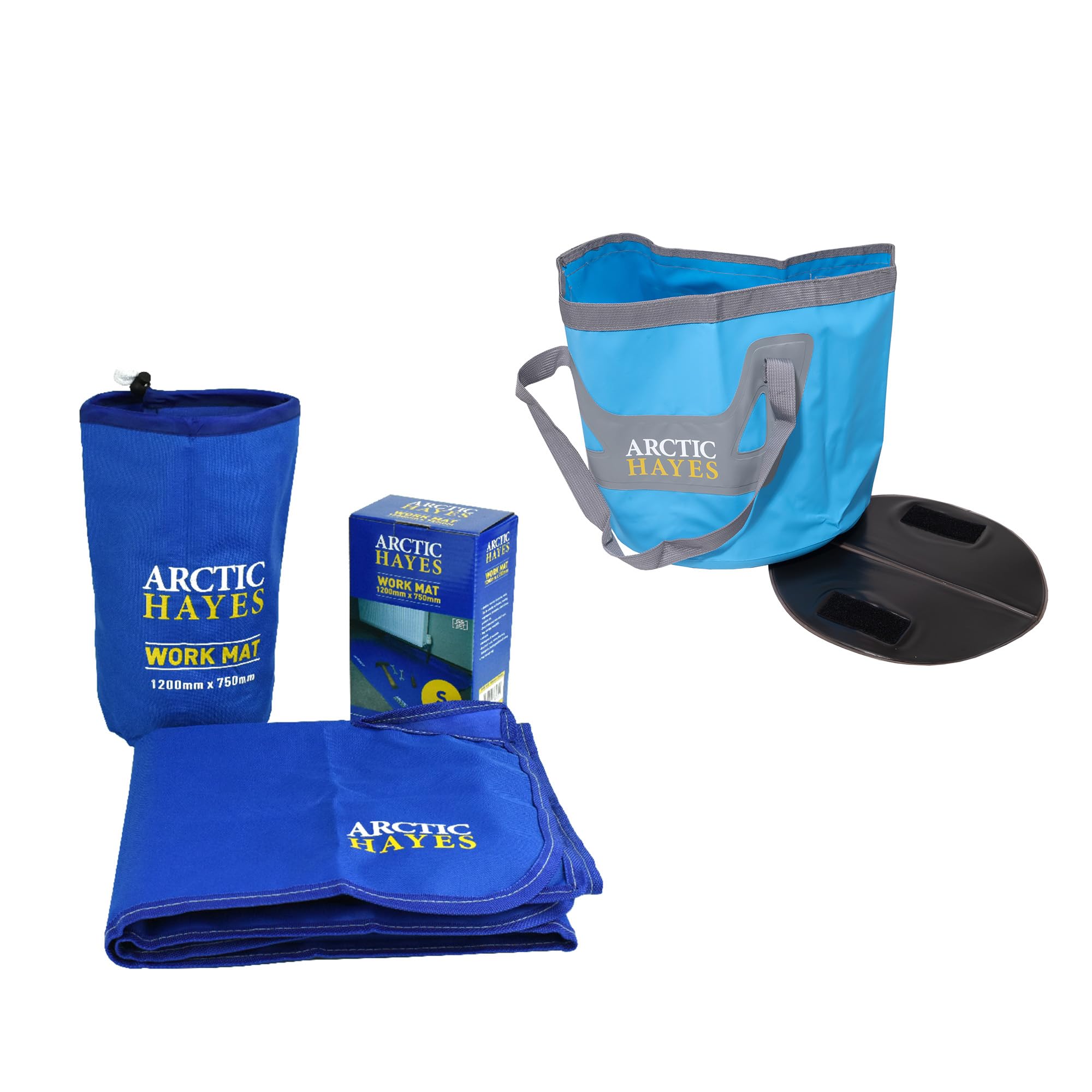 Arctic Hayes Small Work Mat, 1200mm x 750mm, and 20L Foldable Bucket Bundle