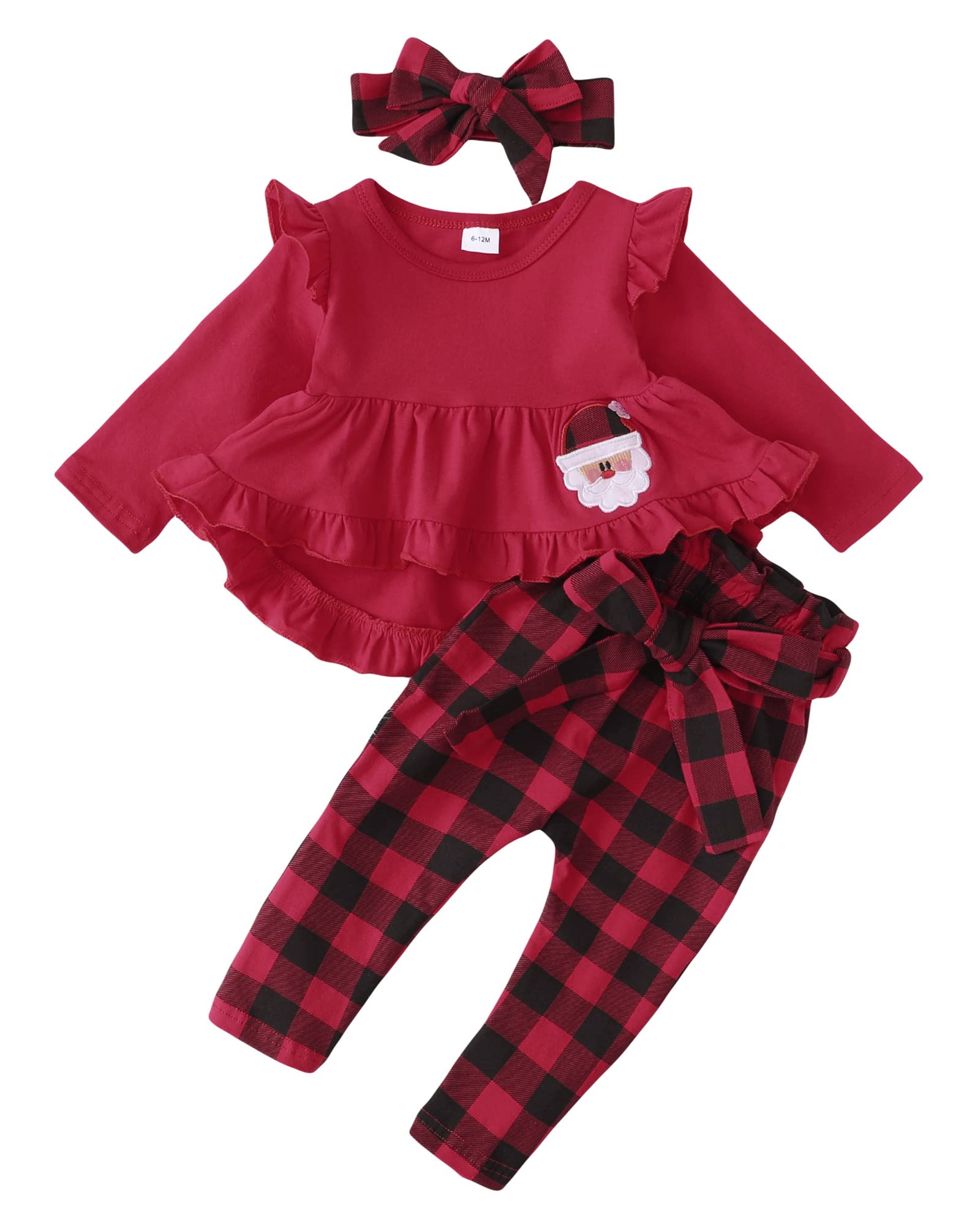 Kucnuzki Conjunto de ropa de bebé para niña, conjunto de camisa con volantes y pantalones florales, ropa de otoño e invierno para niña