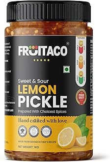 Fruitaco Lemon Pickle – Authentic Indian Pickle with Tangy and Spicy Flavor | Perfect Side for Meal (1 Kg, Sweet & Sour Lemon Pickle)