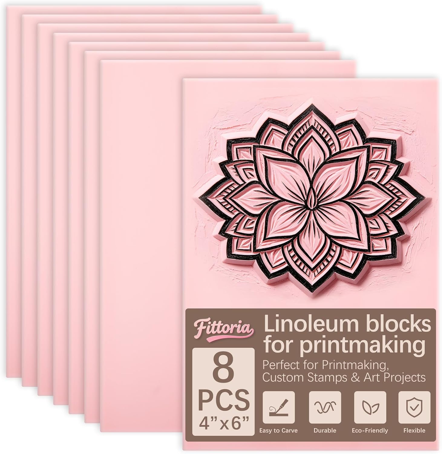 16Pcs 4x6 Inch Soft Linoleum Blocks, Premium Rubber Linocut Carving Blocks Ideal for Stamp Carving, Relief Printing and Various DIY Art Craft Creations