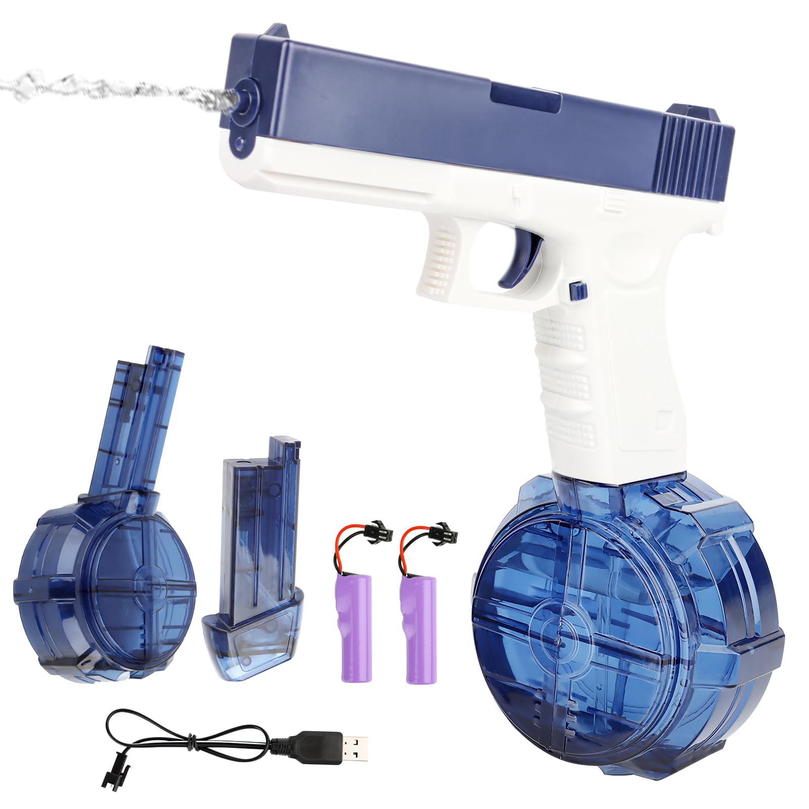 Elektryczny pistolet na wodę, dla dorosłych i dzieci, 9 m, duży zasięg, pistolet na wodę, zabawka na lato, plażę, do użytku na zewnątrz, do zabawy na basenie (niebieski)