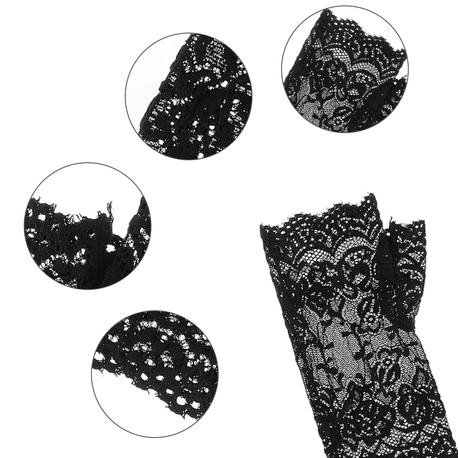 Lufdegim Women's Lace Gloves Fingerless Gloves Lace Gloves Short Tea Party Halloween Fingerless Floral Gloves Wedding Opera Dance Cosplay Costume Accessories Elegant - Image 3