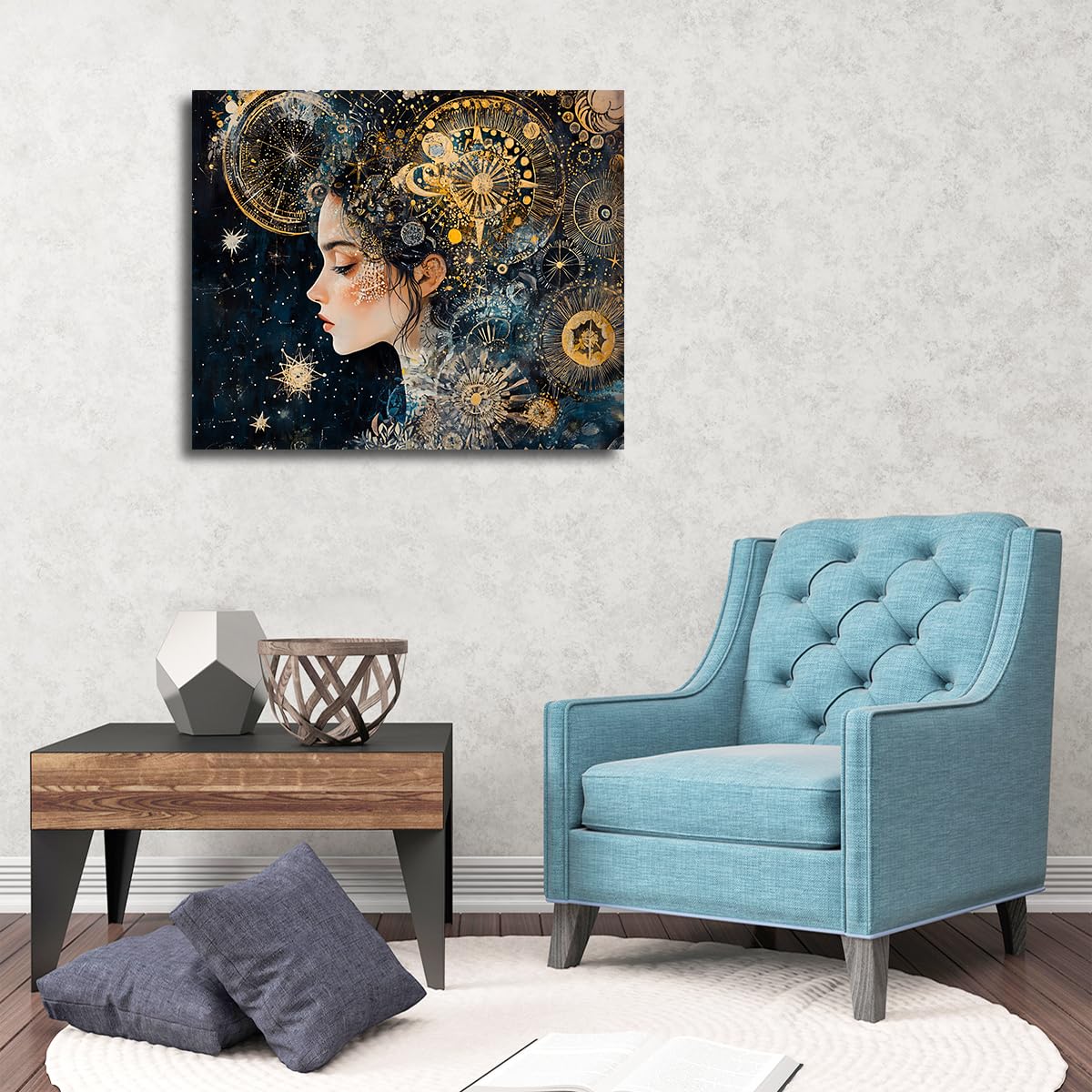 Via Vela Toile de rêve Art mural Murale galaxie Œuvres d’art vintage Affiches abstraites Bohèmes encadrées d’étoiles Peinture pour la déco du salon et de la chambre 45x60cm