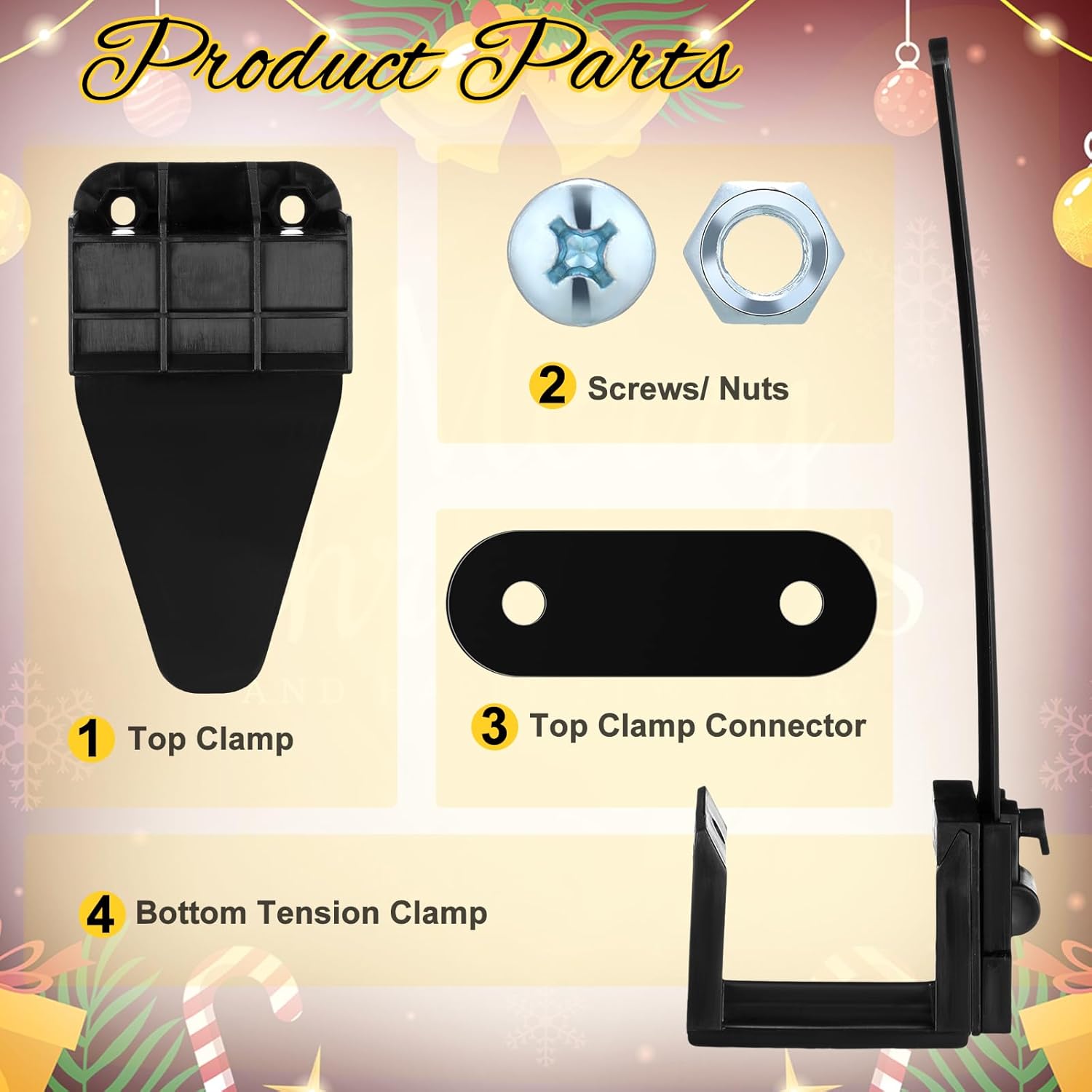 4 Pcs Christmas Garage Door Banner Clamps Garage Door Backdrop Installation Kit Large Banner Cover Hanging Hooks Tools Mural Clips for Christmas Holiday Decorations