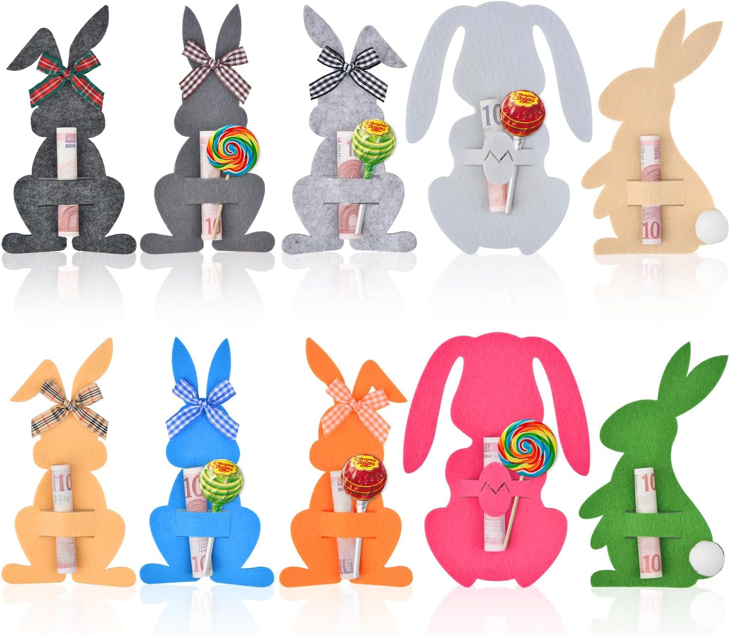 Pack of 10 Easter Gifts Adult/Children Money Gift Easter Packaging Easter Decoration Felt Material Ideal for Packaging Easter Gifts and Easter Nest Rabbit Decorations