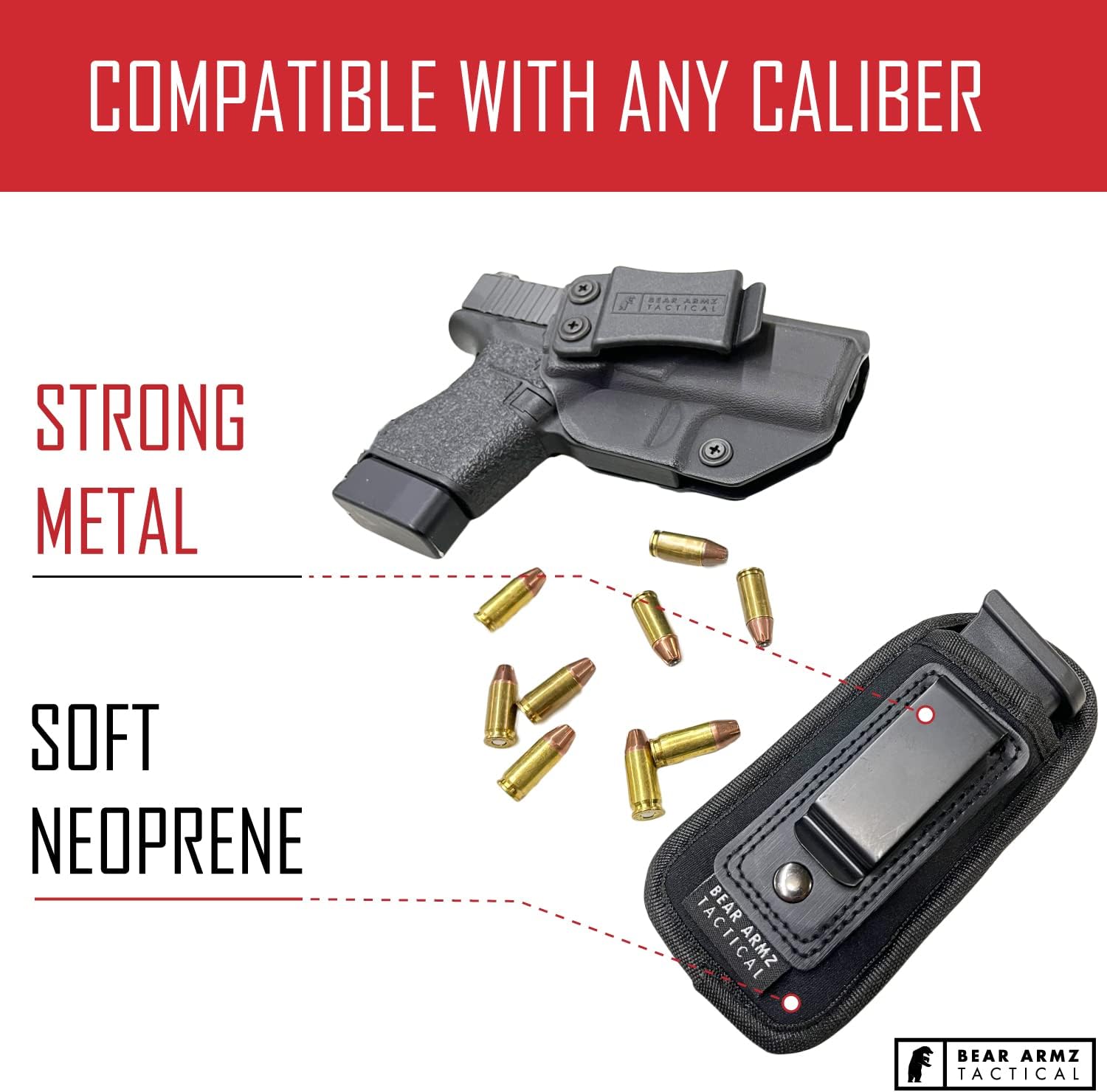 Universal IWB Magazine Holster | American Company | Mag Pouch Compatible with Glock 17 19 43 Sig P320 S&W M&P Shield | 6-21 Round Pistol Mags 9mm .40 .45 | Gun Ammunition Holsters | Handgun Ammo