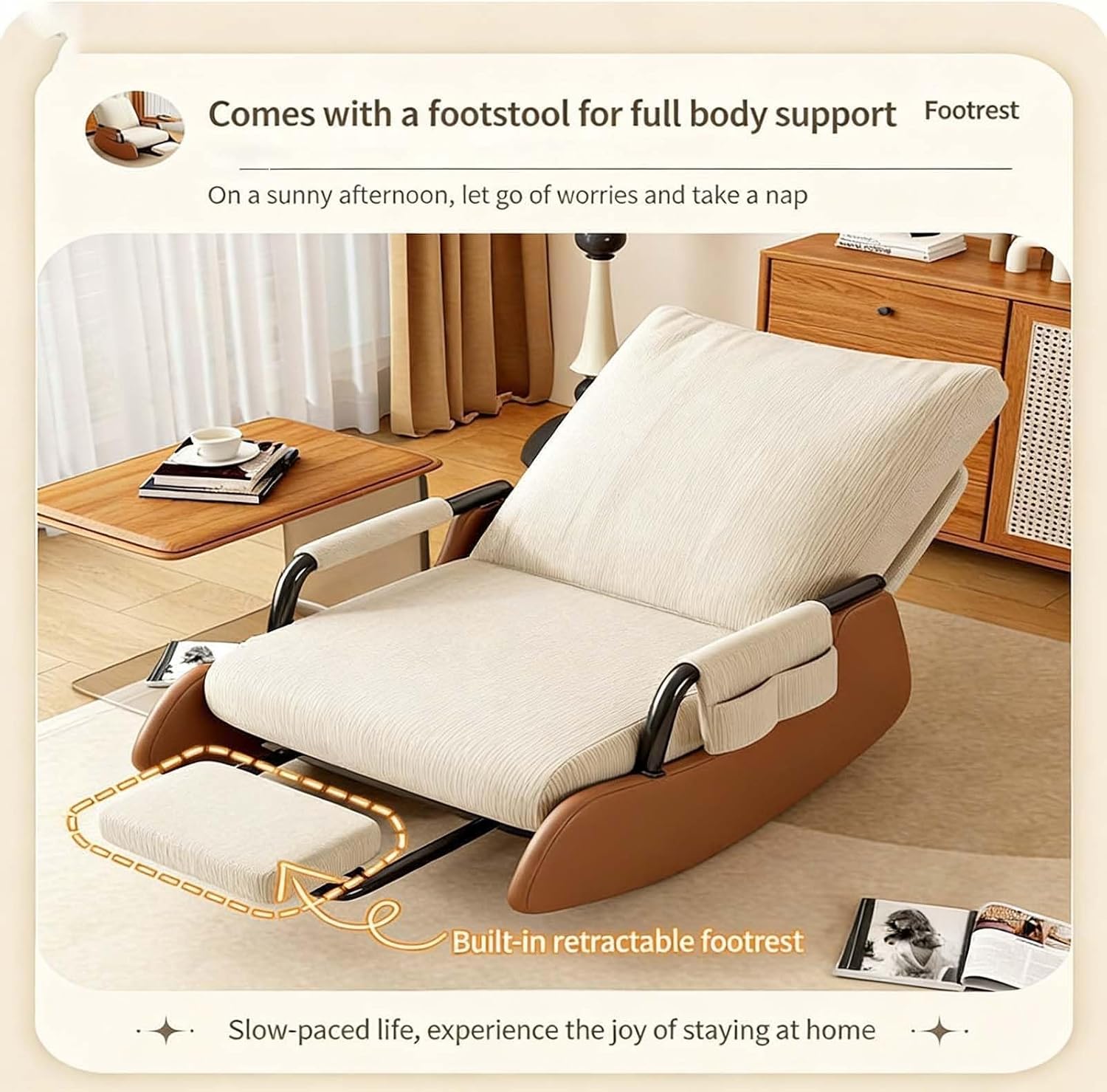 Modern Rocking Chair with Foot Rest | Rocking Chairs for Living Room | All-in-One Rocking Chairs for Nursery, Bedroom & Porch