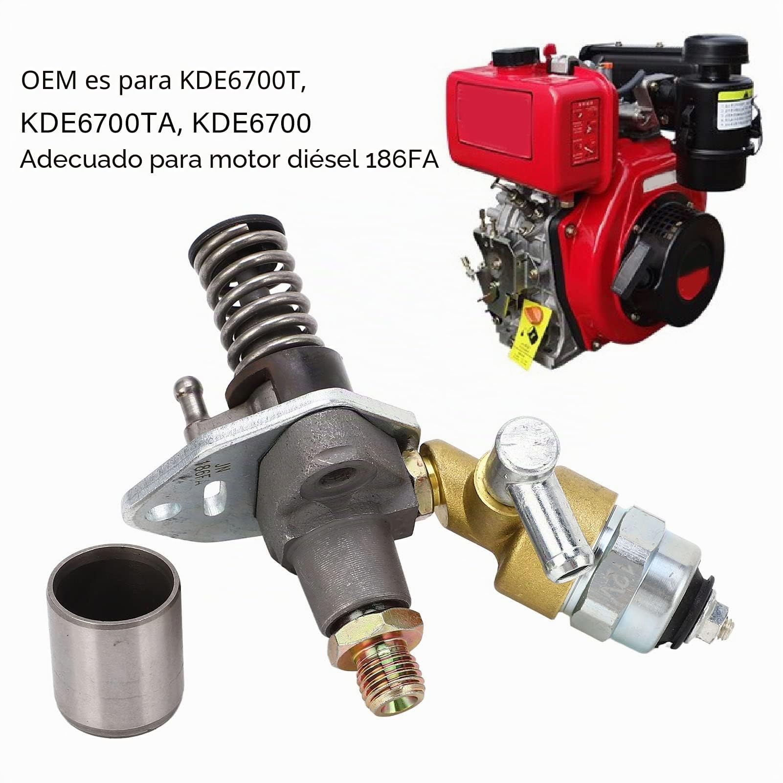Bomba de Inyección de Combustible del Motor con Válvula Solenoide, Reemplazo de la Bomba de Inyección de Combustible del Motor del Generador Diesel de Acero de Aleación para Motor Diesel 186FA
