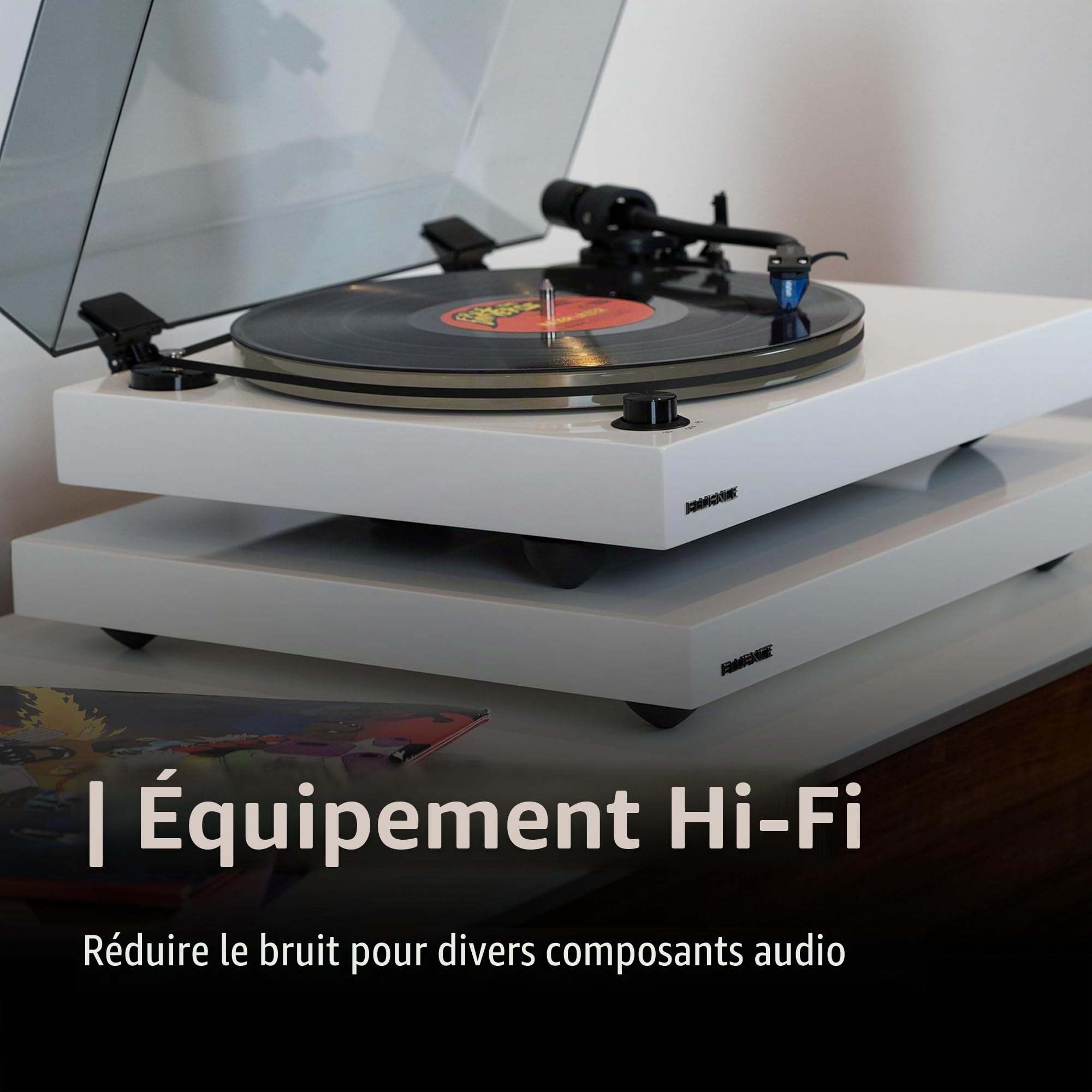 Fluance Base D’Isolation IB40 pour Platine – Plateforme en Bois Anti-Vibrations avec Pieds Réglables en Hauteur Et Niveau À Bulle – Clarté Sonore Améliorée – Compatibilité Universelle – Noir Piano
