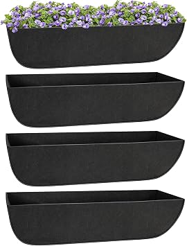 Riare 4 Pack 30 Inch Black Fabric Window Box Liners- Felt Square Trough Planter Basket Liners Replacement, Non-Woven Hanging Flower Plant Box Liner for Outdoor Plants Garden Fence- Avoid Birds Nesting