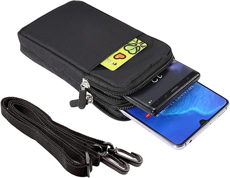 Cell Phone Belt Clip Bag Men, Crossbody Cell Phone Purse Small, Vertical Cell Phone Holster, 6.0 Outdoor Travel Waist Pouch Cellphone Shoulder Messenger Bag Zipper Wallet Phone Holder with Belt Loop