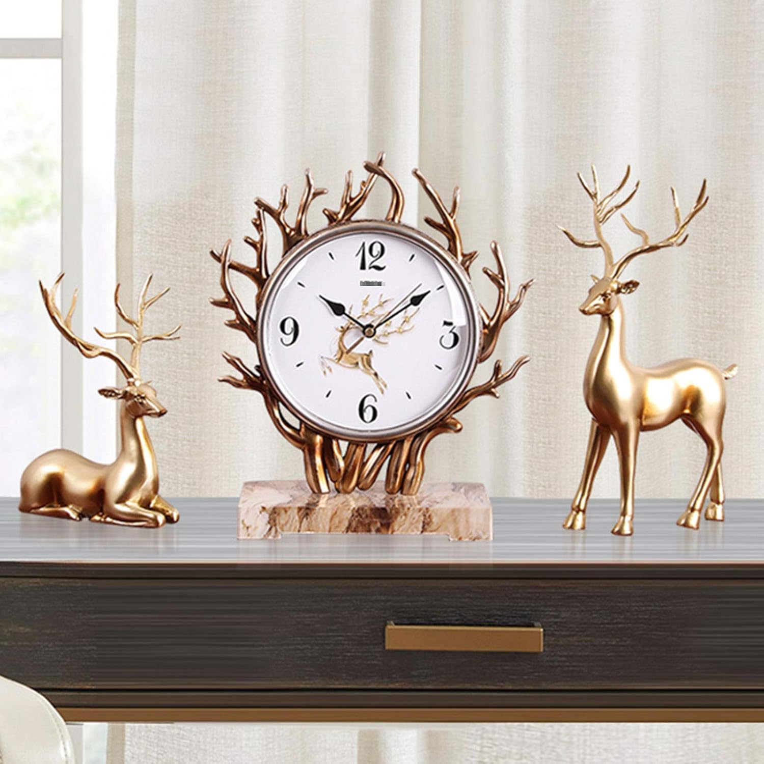 Table Clocks for Living Room Modern Creative Silent Desktop Clock Home Decoration Desk Clock,Battery Operated Classic Mantel Clocks for Living Room Fireplace Shelf Clocks,