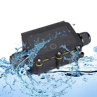 2Way Underground Electrical Junction Box IP68 Waterproof Plastic Black Junction Box with Three-Position Terminal Block for 5-9/9-12MM, 2Piece